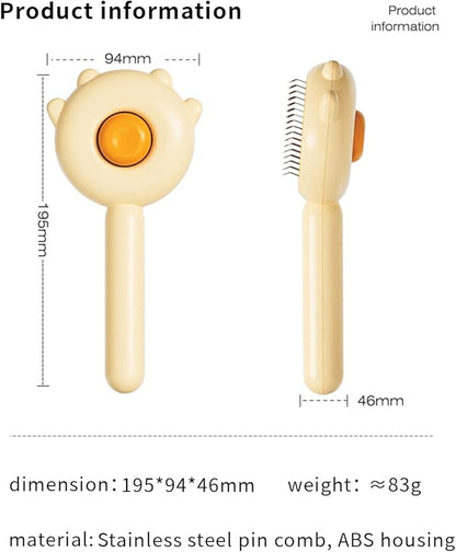 Cat & Dog Grooming Brush (Purple) - Stainless Steel Tooth Comb, Rubber Massage Needles, Self-Cleaning, Suitable for Kittens to Long-Haired Cats & Dogs
