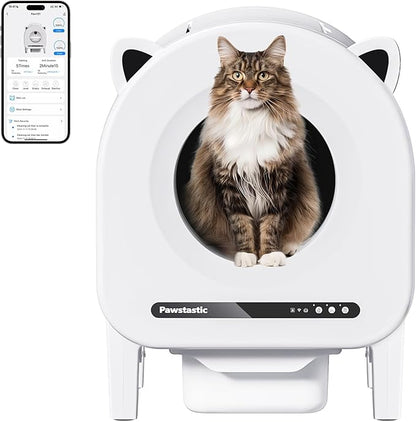68 L Self Cleaning Litter Box, Automatic Cat Litter Box for Multiple Cats, Robot with Dual Safety Protection, APP Control, Odor Removal Smart Litter Boxes, 2 Roll Trash Bags
