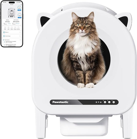68 L Self Cleaning Litter Box, Automatic Cat Litter Box for Multiple Cats, Robot with Dual Safety Protection, APP Control, Odor Removal Smart Litter Boxes, 2 Roll Trash Bags