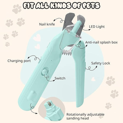 2-in-1 Dog Nail Trimmers & Dog Nail Grinder, Dog Nail Clippers with 2 LED Lights & Safety Guard, USB Rechargeable, Multiple Grinding Methods for Small, Medium, and Large Dogs & Cats (Green)