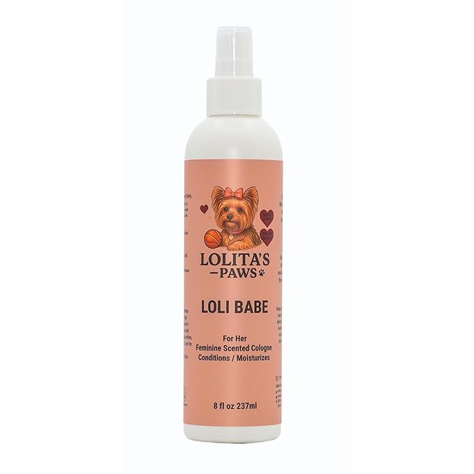 lolita's paws Loli Babe Feminine Dog Cologne – Deodorizing Pet Spray for Dogs, Softens & Conditions Coat, Fresh Scent, 8 oz, Made in USA, For Her