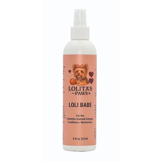 lolita's paws Loli Babe Feminine Dog Cologne – Deodorizing Pet Spray for Dogs, Softens & Conditions Coat, Fresh Scent, 8 oz, Made in USA, For Her
