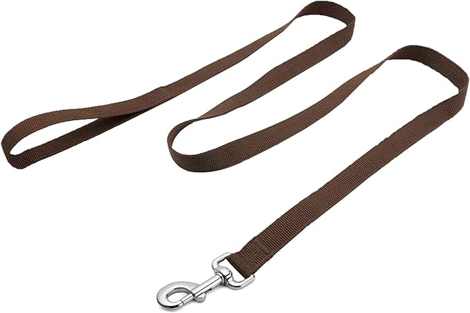 Strong Nylon Dog Leash, 4FT/ 5 FT/ 6FT Dog Leashes for Medium Large Dogs (5FT, Brown)