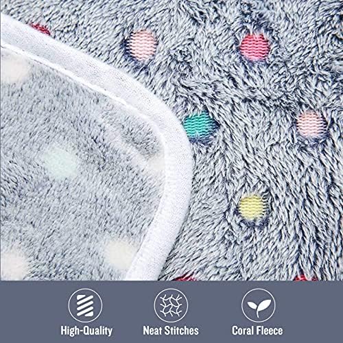 1 Pack 3 Blankets Super Soft Cute Dot Pattern Pet Blanket Flannel Throw for Dog Puppy Cat Blue/Purple/Grey Medium - Image 4