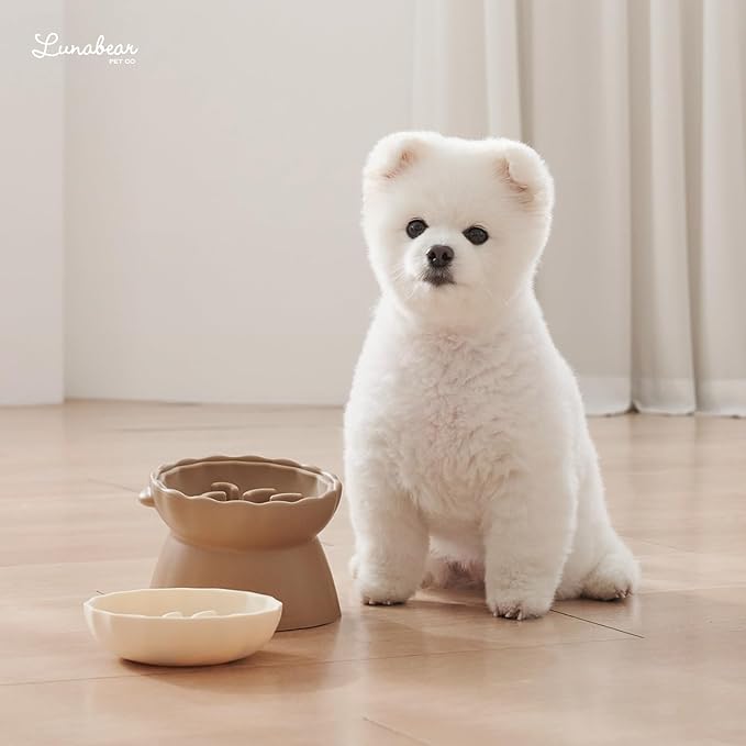 Slow Feeder Dog Bowls Made of Premium Food-Grade Silicone, Anti-Choking & Slow Eating for Improved Digestion, Non-Slip, Soft & Durable (Brown, Doggy)