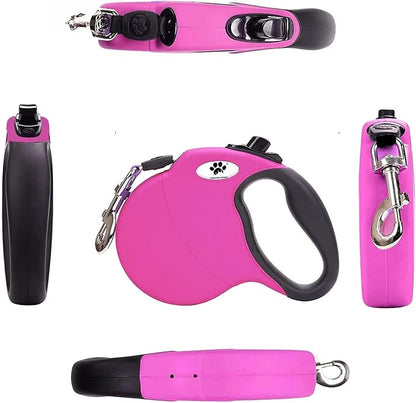 13 ft Retractable Dog Leash for Large Dogs up to 26 lbs,Tangle-Free Nylon Tape,Pink Dan S