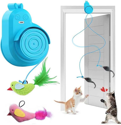 Interactive Cat Toys for Indoor Cats Automatic Electric Flying Bird Feather Cat Toy - Best Kitten & Adult Cat Enrichment Toy Stick-on Hanging Electric Kitty Toys for Bored Cats