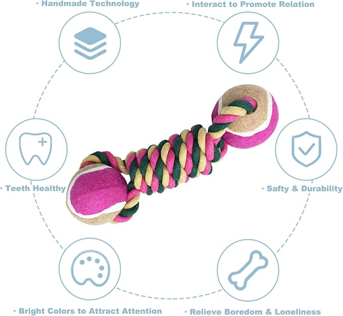Dog Rope Toy, Dogs Toy with Tennis Balls for Aggressive Chewers - Interactive Pet Tug Rope Ball for Training & Promoting Relationship, Pets Chew Toy for Small, Medium, Large Dogs (Red)