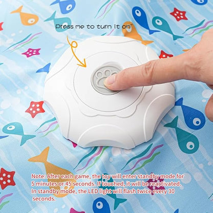 Rechargeable Automatic Cat Toy, 3-Mode Touch-Activated Interactive Toy with Random Motion, Concealed Feather & Squeaky Sound for Indoor Cats & Kittens (Blue)