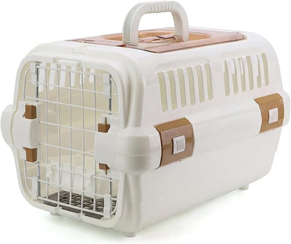 Hard Sided Plastic Dog and Cat Kennel, Two Door Pet Carrier, Plastic Wire Door, Top or Front Loading, Up to 18LBS, Perfect for Traveling,Hiking,Camping,Veterinary Visits