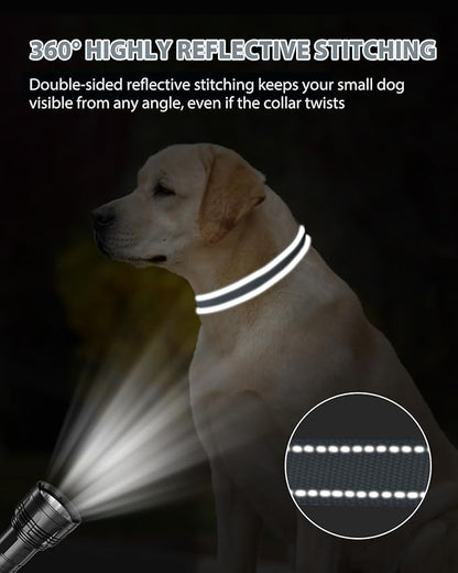 Joytale Dog Collar for Large Dogs, Strong Double-Sided Reflective Nylon Collar for Night Safety, Adjustable Quick-Release for Daily Walking, Gray, L (1" Width)