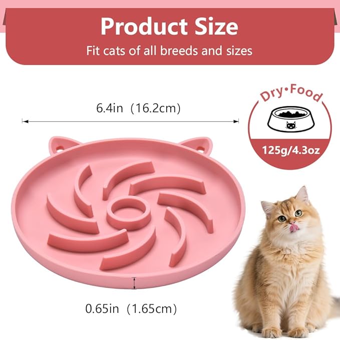 2Pcs Slow Feeder Cat Bowl,Puzzle Feeder,Interactive Toys,Slow Feeding cat Bowl Suitable for All Dry and Wet Foods,Easy to Clean Silicone Bowls (Grey and Pink)