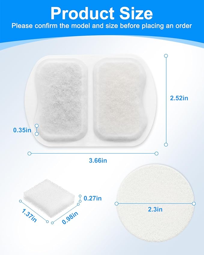 Dog Water Filter Replacement Compatible with oneisall 7L/230oz/1.8G Stainless Steel Pet Water Fountain, Pet Water Filter 12 Set Dog Water Bowl Filters