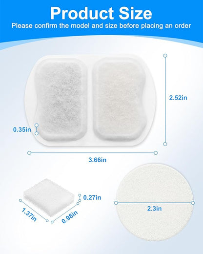 Dog Water Filter Replacement Compatible with oneisall 7L/230oz/1.8G Stainless Steel Pet Water Fountain, Pet Water Filter 12 Set Dog Water Bowl Filters