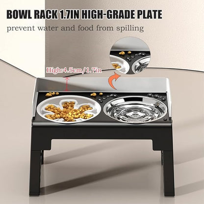 Marchul Elevated Dog Bowls for Medium Large Dogs, 6 Height Adjustable Dog Bowl Stand 3.1''/ 8.7''/ 9.4''/ 10.2''/ 11''/11.8'', with 1 Slow 1*Feeder Dogs Bowl & 1 * 40oz Stainless Steel