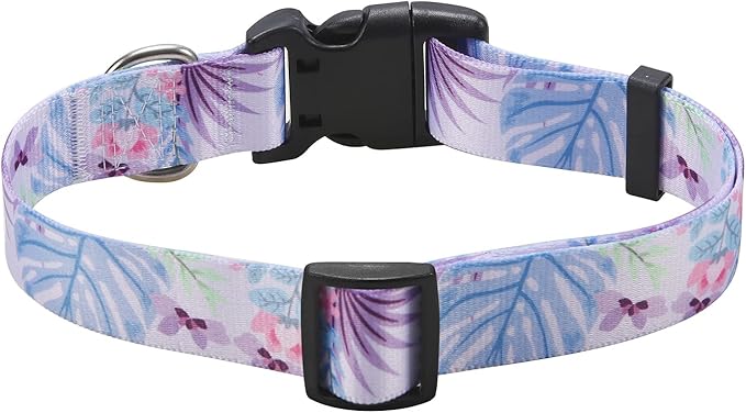 Dog Collar with Bohemia Floral Tribal Geometric Patterns - Soft Ethnic Style Collar Adjustable for Small Medium Large Dogs (Purple Flower,XS)