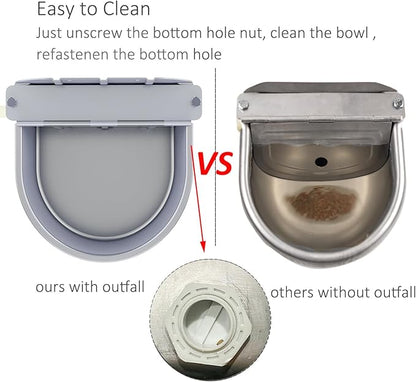 Automatic Water Dispenser for Dog Water Bowl Dispenser Large Size Stainless-Steel Waterer Feeder Self Filling Water Trough for Poultry and Livestock (Metallic Gray, Large)