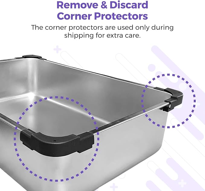 iPrimio XL Stainless Steel Litter Box for Cats with Enclosure and 1 Scooper - Easy to Clean, High-Sided Litter Box for Extra Litter Scatter Protection - XL Size for Big Cats - 23.5"x15.5"x6"