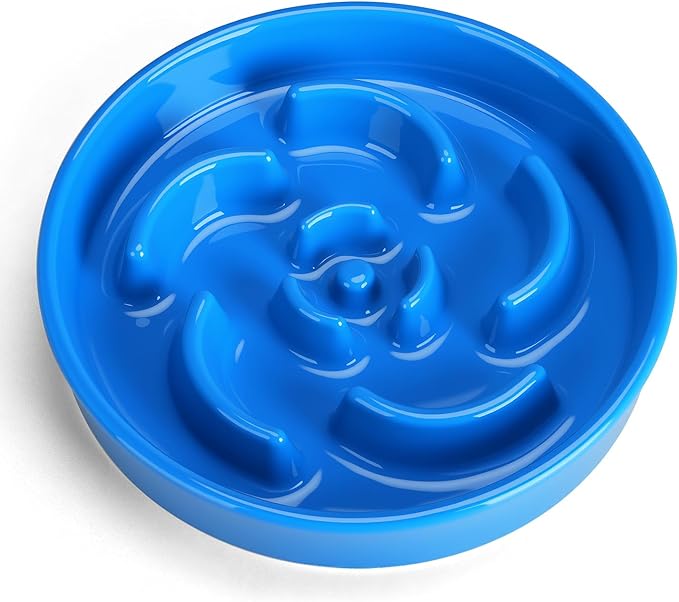 Slow Feeder Dog Bowl, Ceramic 8.3 inch Dog Food Bowls for Small, Medium, and Large Breed, Anti-Slip Maze Puzzle Food Dish to Slow Down Eating (Blue, 8.3 inch)