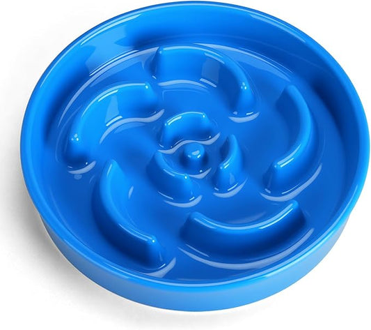 Slow Feeder Dog Bowl, Ceramic 8.3 inch Dog Food Bowls for Small, Medium, and Large Breed, Anti-Slip Maze Puzzle Food Dish to Slow Down Eating (Blue, 8.3 inch)