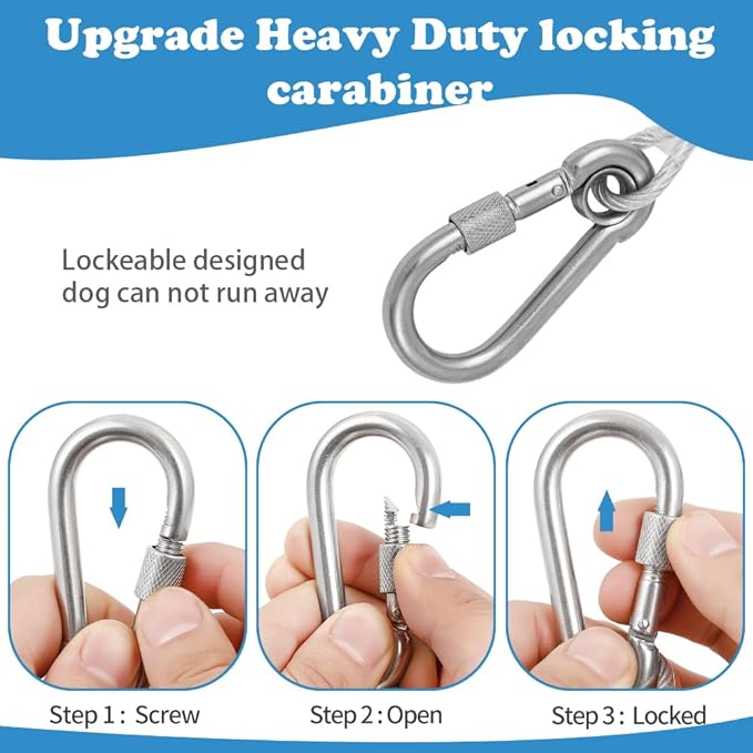 Heavy-Duty - Heavy-Duty Metal Cable Lead（1/4inch）,No Tangle Multiple Dog Leashes for Medium and Large Dogs- Heavy Duty Leash Extender for Collars & Harnesses (Transparent,20in/50cm)