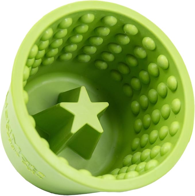 LICKIMAT Yoggie Pot – Distraction, Fun and Enrichment. Long Lasting Rubber Licking Treat Dispenser for All Dog Sizes and Slow Feeder for Small Dogs - Green