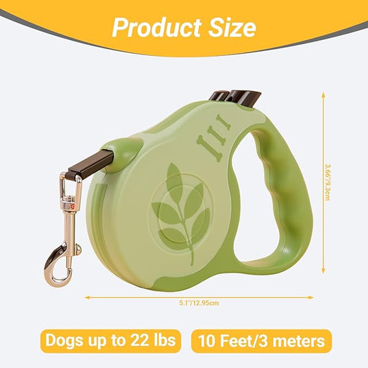 Retractable Dog Leash with Non-Slip Handle, 16 FT Automatic Telescopic Tractor with Atuo Locking Botton，Durable Pet Tape for Small and Medium-Sized Dogs Green