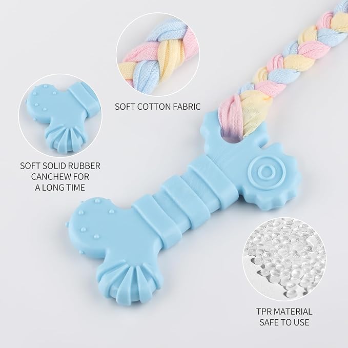 4 PCS Puppy Chew Toys for Teething Small Breed, Puppy Teething Ring, Soft Rubber Durable Dog Teething Toys, Rope Dog Toys, Funny Interactive Toy, Puppy Toys for Small Puppies, Dog Toys Set (Style 12)