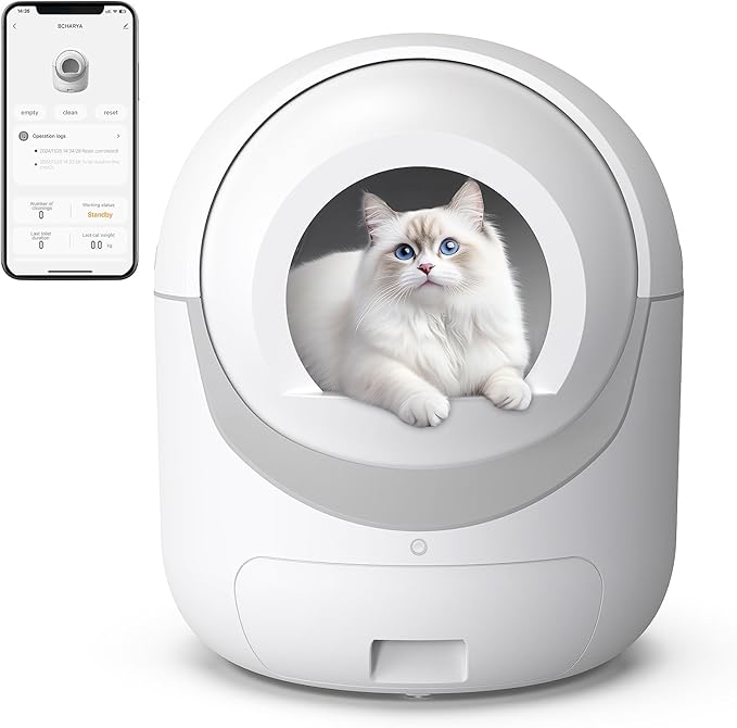 Self Cleaning Litter Box, Automatic Litter Box with APP Control Odor Removal Safety Protection Large Capacity for Multiple Cats, with Garbage Bags