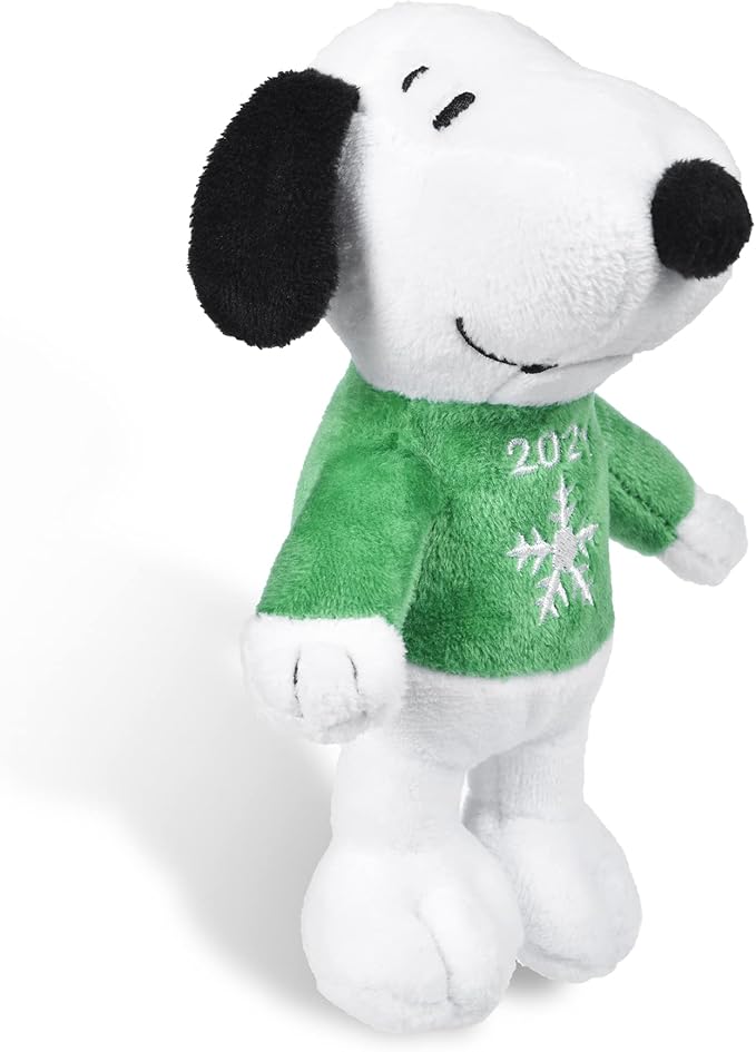 PEANUTS for Pets 6" Holiday 2021 Snoopy Plush Dog Toy with Squeaker | Green Snoopy Holiday Plush Dog Toy | Small Squeaky Dog Toys - Soft Stuffed Dog Toys Officially Licensed, (FF19107)