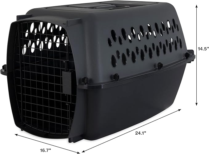 Petmate Pet Porter Dog Kennel 24", Dark Gray & Black, for Pets 15-20lbs