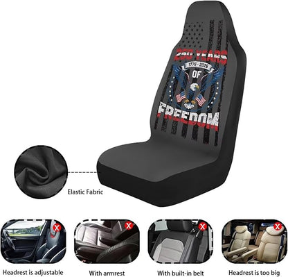 Eagle USA Flag Car Seat Covers for Front Seats American 250th Anniversary Patriotic Car Accessories for Women Men Washable and Breathable Car Seat Cover Set of 2 for Trucks SUV Sedans