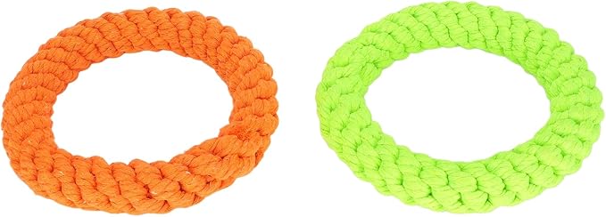 2pcs Rings Dog Toy, Cotton Rope Dog Chew Toys Puppy Rope Training Toys, Pets Interactive Tug Toys for Samll Medium Dogs Teething Cleaning Training and Playing