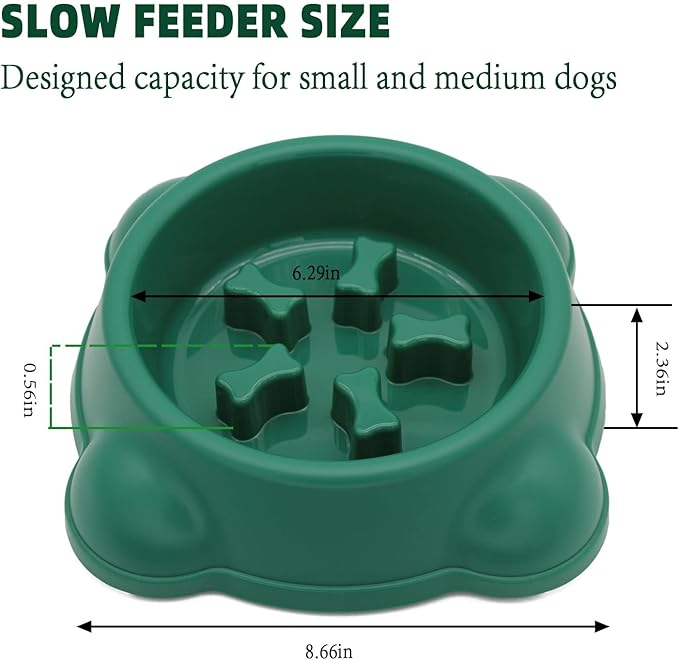 Enrunnig-Useful Slow Feeding Bowl,Pet Anxiety Relief Slow Down Eating Advanced Slow Feeder Dog Bowls,Stop Bloat Preventing Choking, Eating Healthy Design for Small Medium Size Dogs(8.66inch(Green)