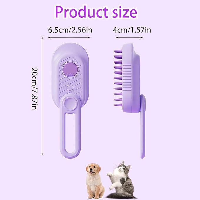 3 in 1 Cat Steam Brush for Shedding & Grooming with Foldable Handle Pet Spray Hair Removal Comb Spritz Defur Comb for Cats Water Brush for Long & Short Haired Pets