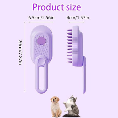 3 in 1 Cat Steam Brush for Shedding & Grooming with Foldable Handle Pet Spray Hair Removal Comb Spritz Defur Comb for Cats Water Brush for Long & Short Haired Pets