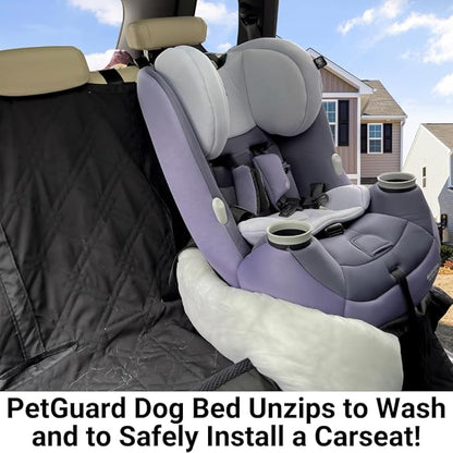 Formosa Covers Premium Heavy Duty Dog Bed Kid Car Back Seat Cover with PetGuard | Waterproof, Fitted Washable Protector, Pet Won't Slide | Zipper for Cup Holder | Fits Truck, SUV, Van, 56" x 94" Black