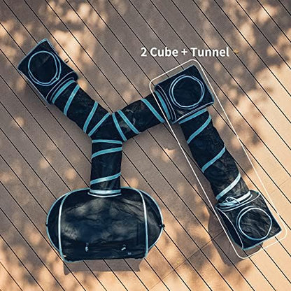 INTURN Cat Furniture Tent for Indoor and Outdoor Playpen Portable Cat Tunnels, Outdoor Kennel (2 Cube + Tunnel) - Image 4