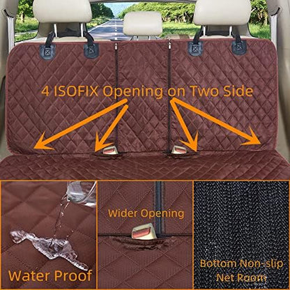 ANOSOSPECIAL Dog Car Seat Cover for Back Seat Cover for Kids,Non Stick Fur Rear Seat Protector for Pet,Nonslip Waterproof Universal Fit Interior Backseat Covers for Auto Van SUV (Large, Coffee Brown) - Image 4