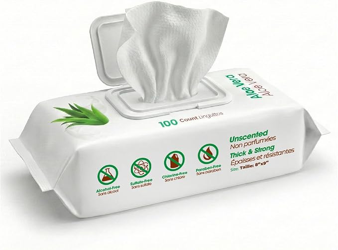 Best Pet Supplies 8" x 9" Large Unscented Dog Wipes - Cleaning and Deodorizing for Paws and Coat - Gentle Formula with Aloe Vera Vitamin E for Puppies and Cats - 100 Count