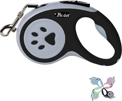 Retractable Dog Leash, VELIGOOD 5M/16FT Extendable Dog Lead with Strong Nylon Tape Tangle-Free One-Handed Brake, Pause, Lock for Small Medium Dogs (Black)