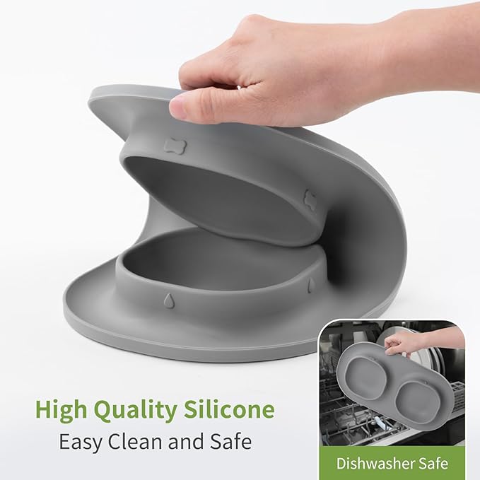 Small Size Puppy Dog Bowls: Food and Water Bowls Set for Small Dogs, No-Spill Non-Skid Dog Dish, Grey