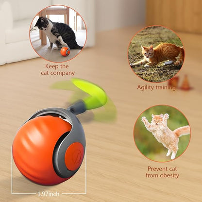 Speedy 2.0 Cat Toy, 2Pac and 6 Tails 2 Speedy Tail 2.0 Automatic Moving Cat Toys Ball, Interactive Cat Toys for Indoor Cats,Obstacle Avoidance Smart Cat Toy for Small/Medium/Large Cats