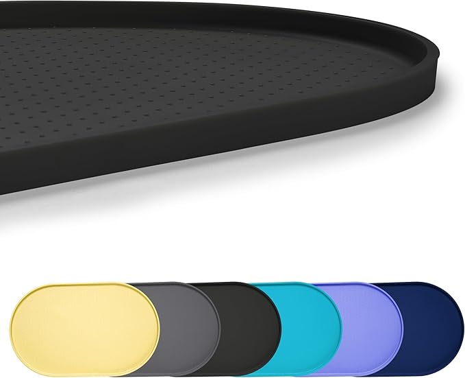 100% Waterproof 0.5" Raised Edge BPA Free Silicone Dog Food Mat, Pet Cat Feeding Mats Contain Spills Protects Floors, Placemats for Cats and Dogs Water Bowl Dishwasher. (Small, Black)