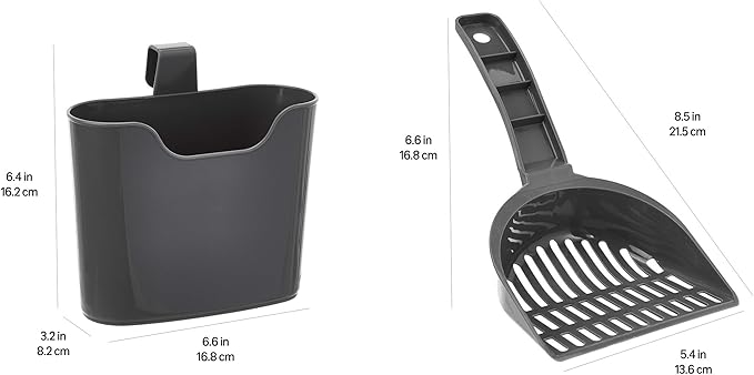 Amazon Basics Durable Cat Litter Scoop with Holder, Hangs on Litter Box, Efficient Scooper