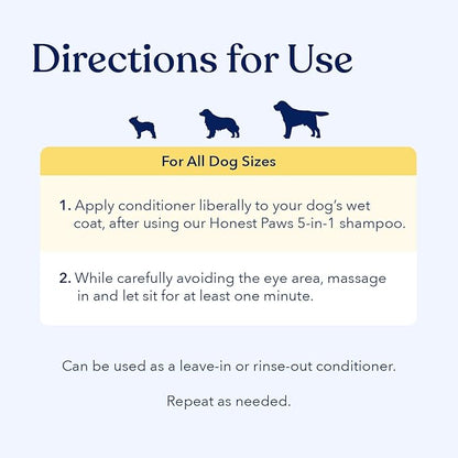Honest Paws Dog Conditioner - Detangle & Moisturize - Premium Pet Conditioner for Itchy and Dry Skin - Hydrate Sensitive Skin - Shiny Coat Soft Hair Smooth Fur - Mandarin & Berry - 8oz