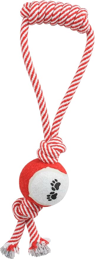 Pet Life ® 'Pull Away' Rope and Tennis Ball Tug and Fetch Dog Toy