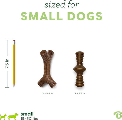 Benebone 2-Pack Maplestick/Zaggler Durable Dog Chew Toys, Real Maplewood, Real Bacon, Made in USA Small