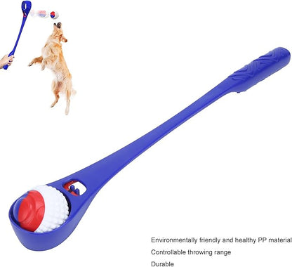 PP Dog Ball Launcher Stick, Interactive Throwing Toy with Retractable Tether for Outdoor Play and Exercise, Extendable Handle Length 19.1 Inches
