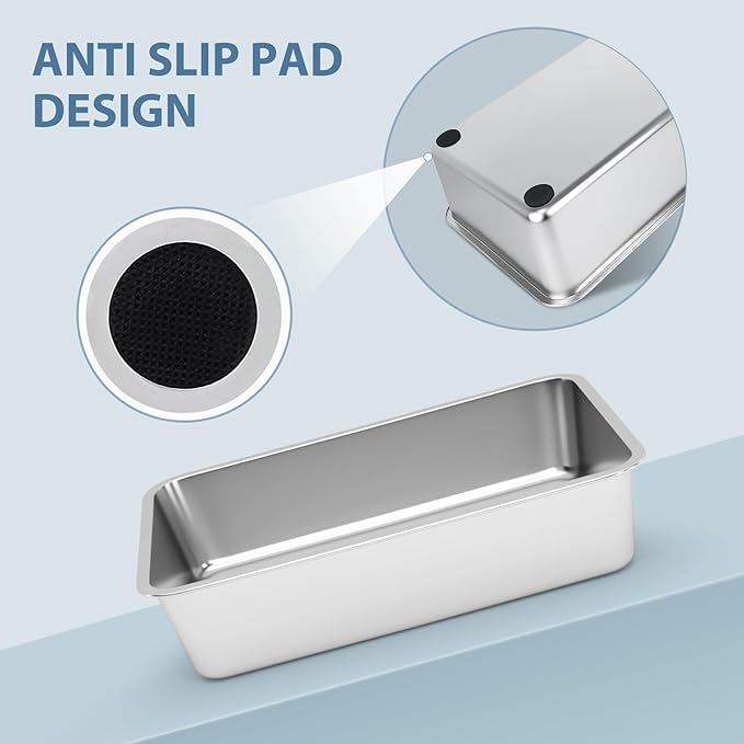 Stainless Steel Cat Litter Box - Litter Box for Cats - Easy to Clean, Never Absorbs Odor, Stains, or Rusts - Silver (17.7" L x 13.5" W x 4" H)